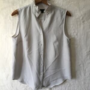 Ann Taylor Light Beige Sleeveless Button Blouse